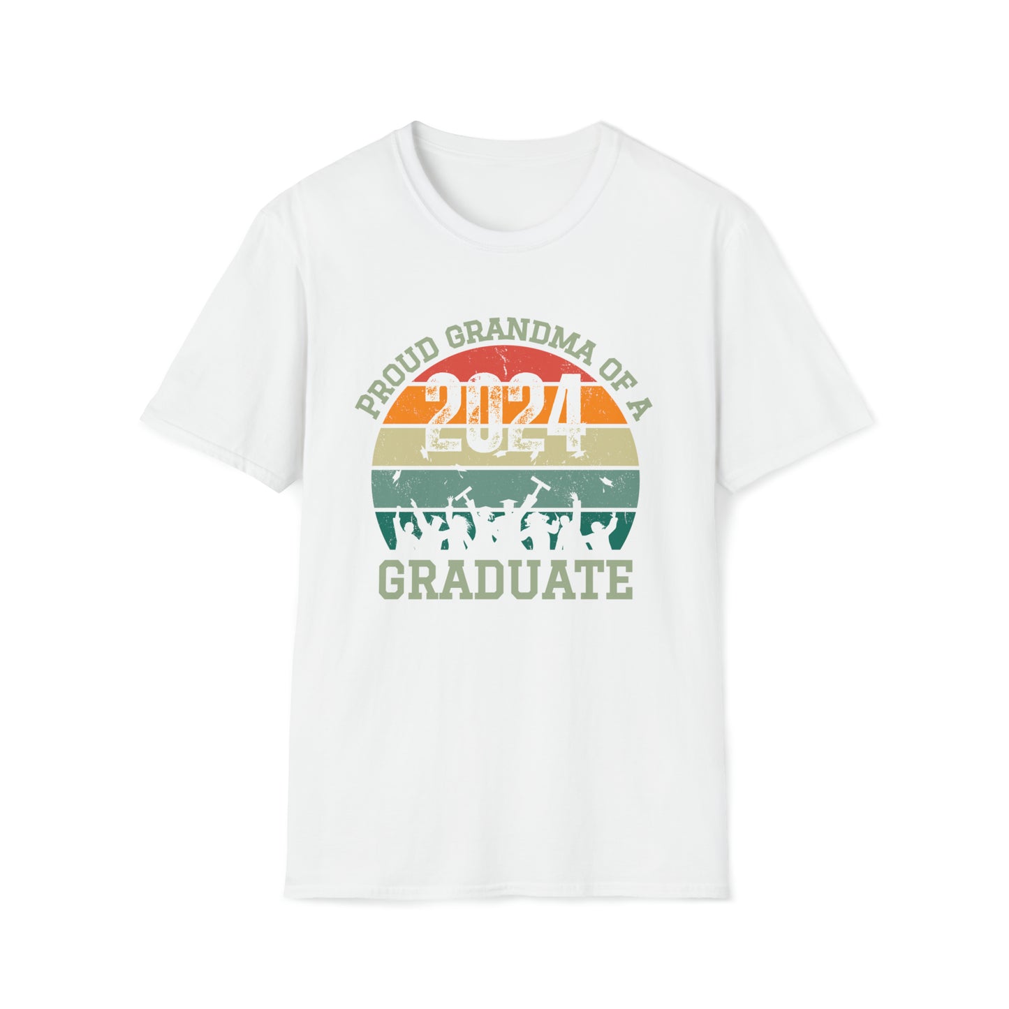 Unisex Softstyle T-Shirt, Retro 2024 Graduate Shirt, Proud Mom, Proud Dad, Proud Grandparent, Grandma, Grandpa of Graduate 2024