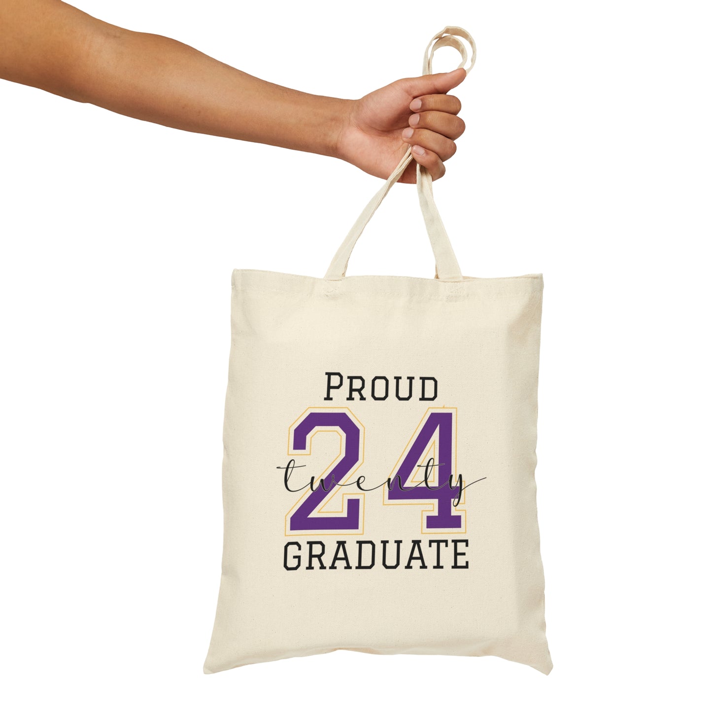 Cotton Canvas Tote Bag, Customizable 2024 Graduate Bag, Proud Mom, Proud Dad, Proud Grandparent, Grandma, Grandpa of Graduate 2024