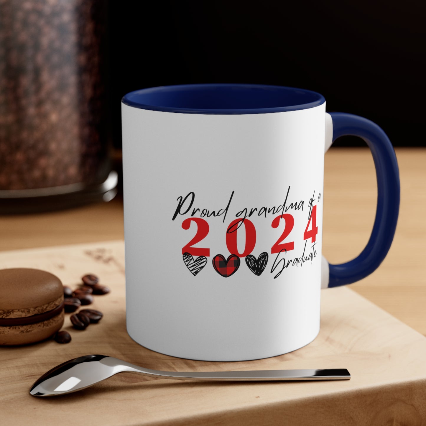 Accent Coffee Mug, 11oz, 2024 Graduate mug, Proud Mom, Proud Dad, Proud Grandparent, Grandma, Grandpa of Graduate 2024