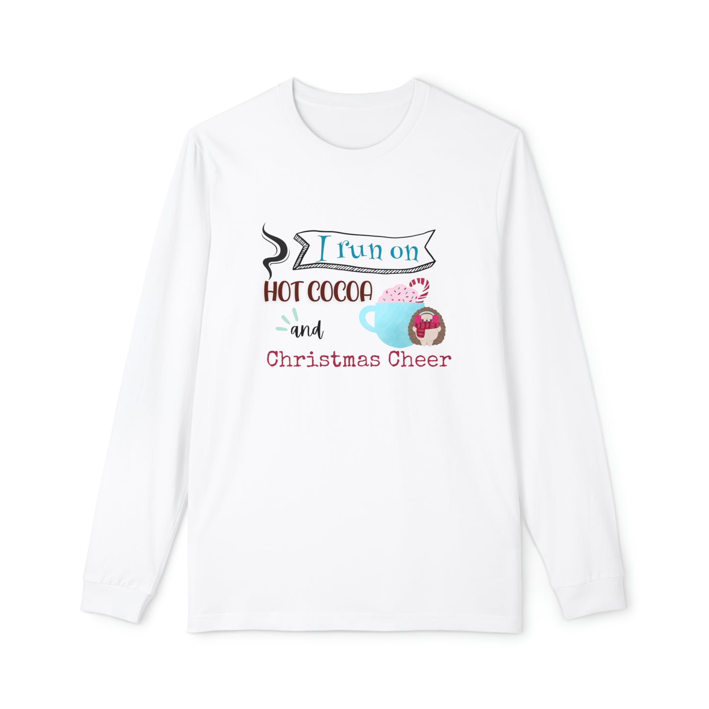 Women's Long Sleeve Pajama Set, Family Christmas Pajamas, "I run on hot cocoa and Christmas cheer"
