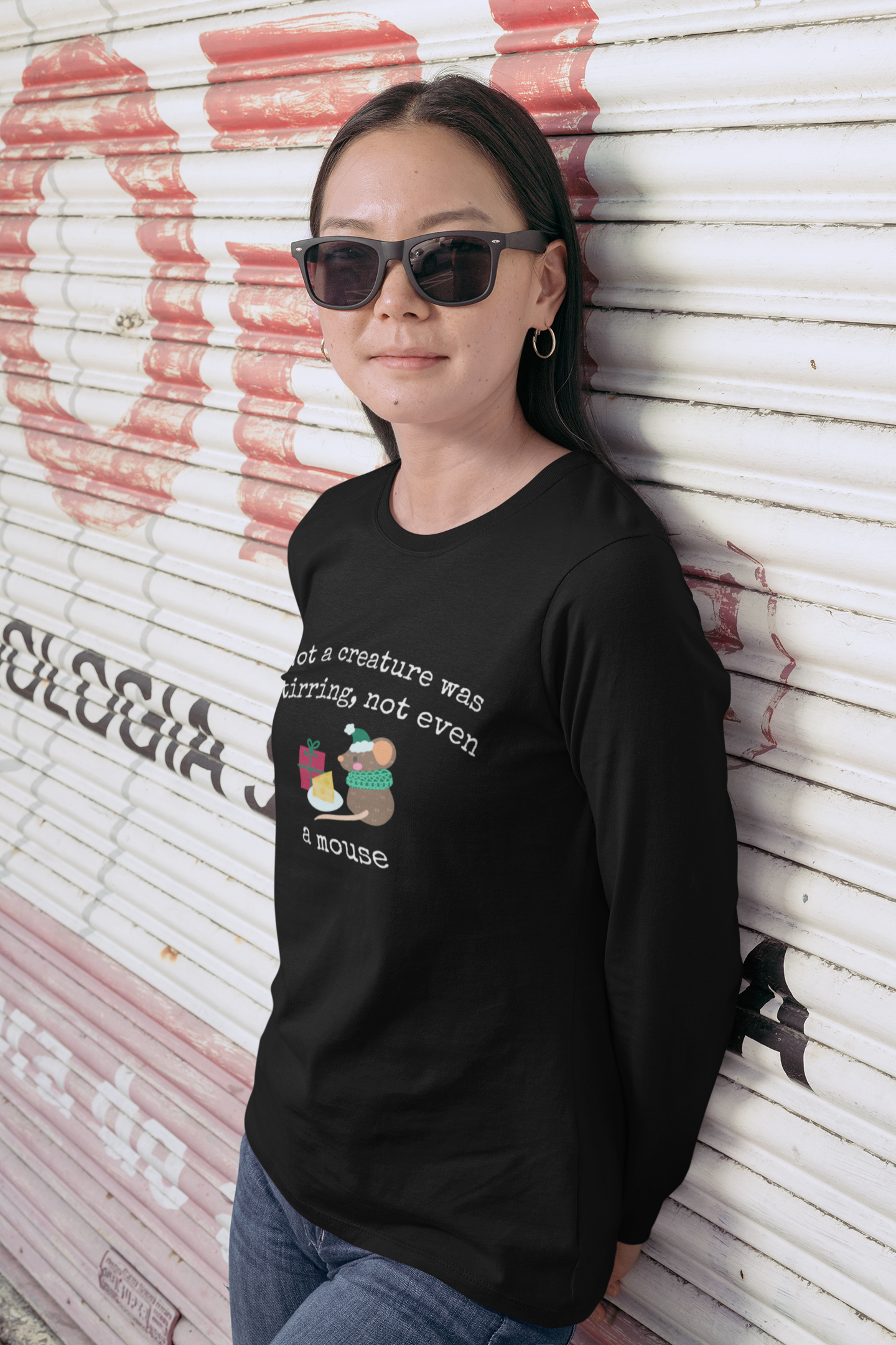 Unisex Jersey Long Sleeve Tee, Christmas Shirt, "Not a creature was stirring, not even a mouse"