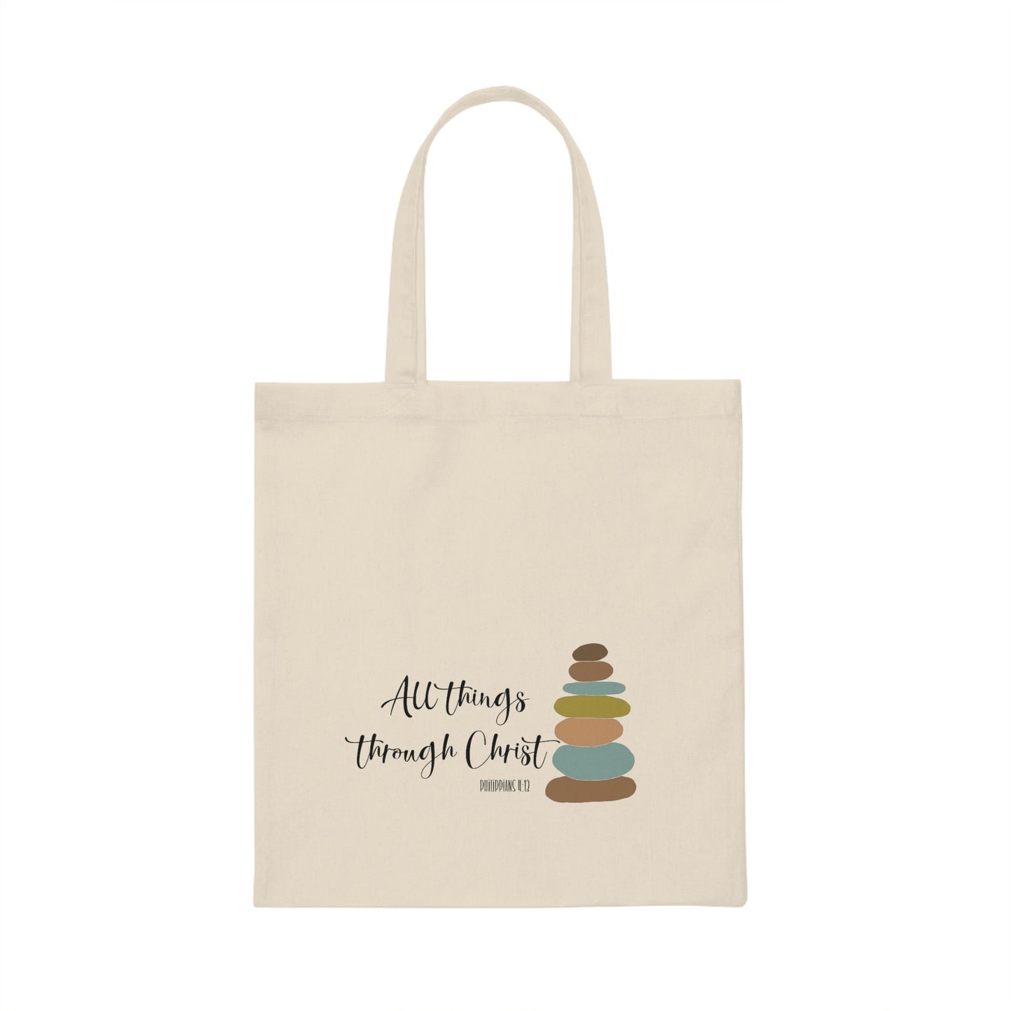 Canvas Tote Bag, All Things Through Christ, Philippians 4:13, Girl's Camp Bag