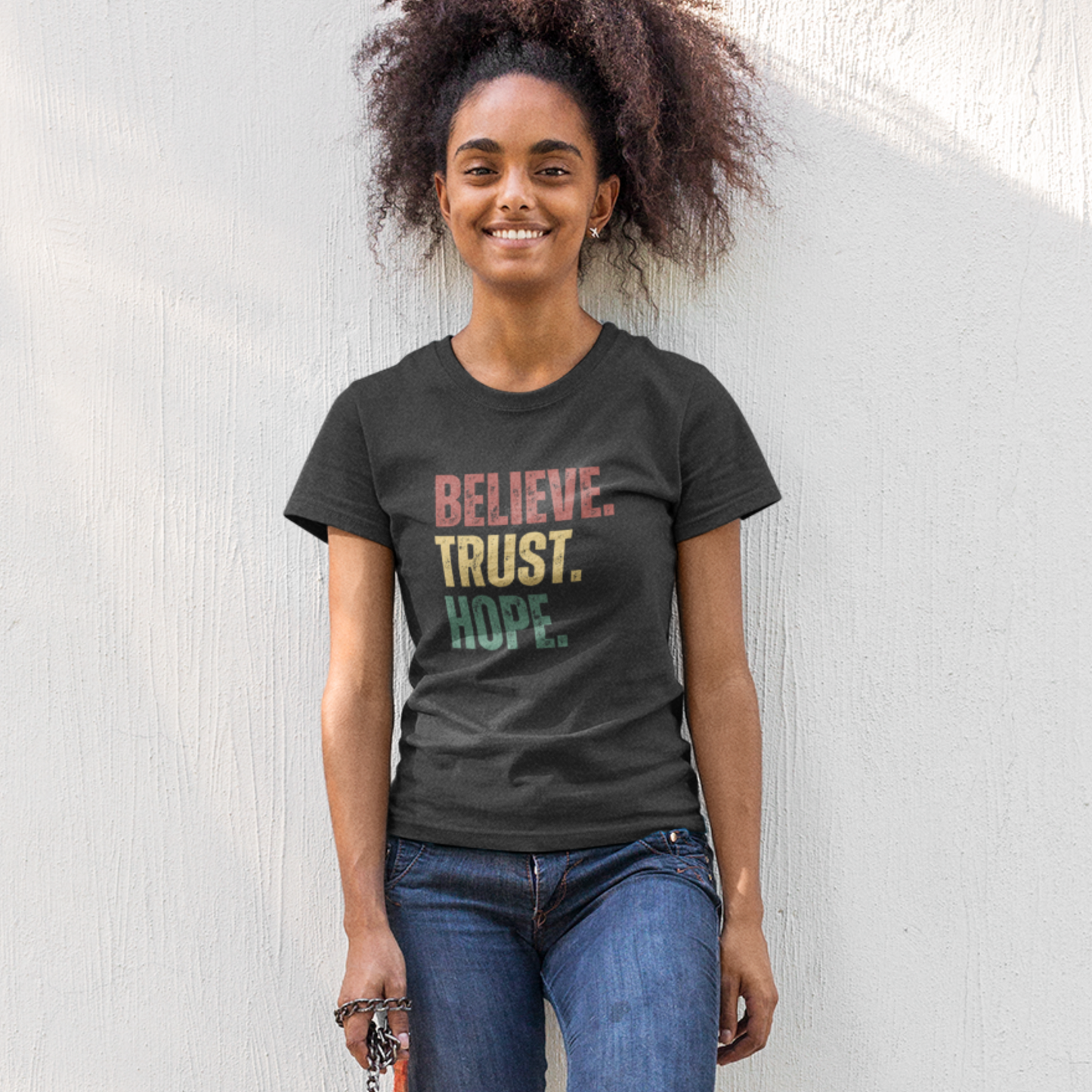 Unisex Jersey Short Sleeve Tee, Believe, Trust, Hope T-Shirt, LDS Youth, Relief Society, Retro t-shirt