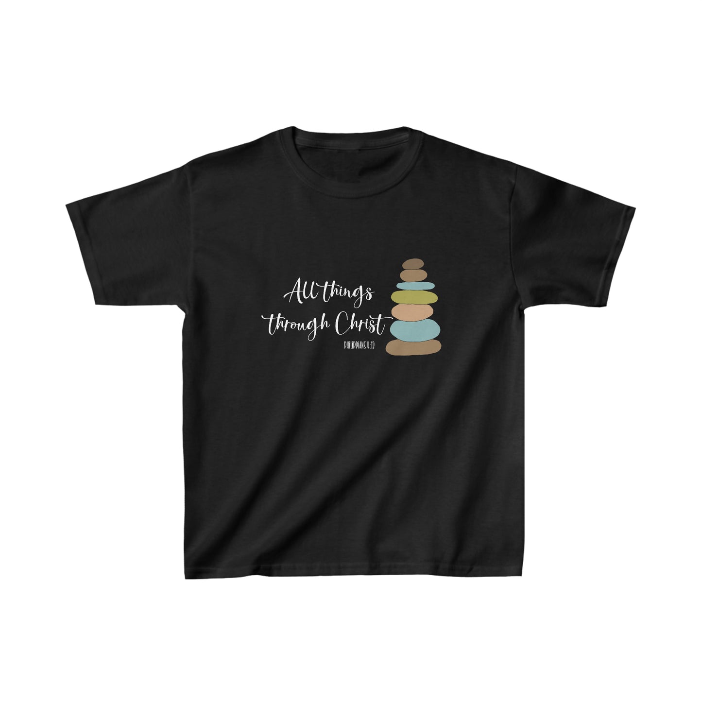 Kids Heavy Cotton™ Tee, All Things Through Christ, Philippians 4:13