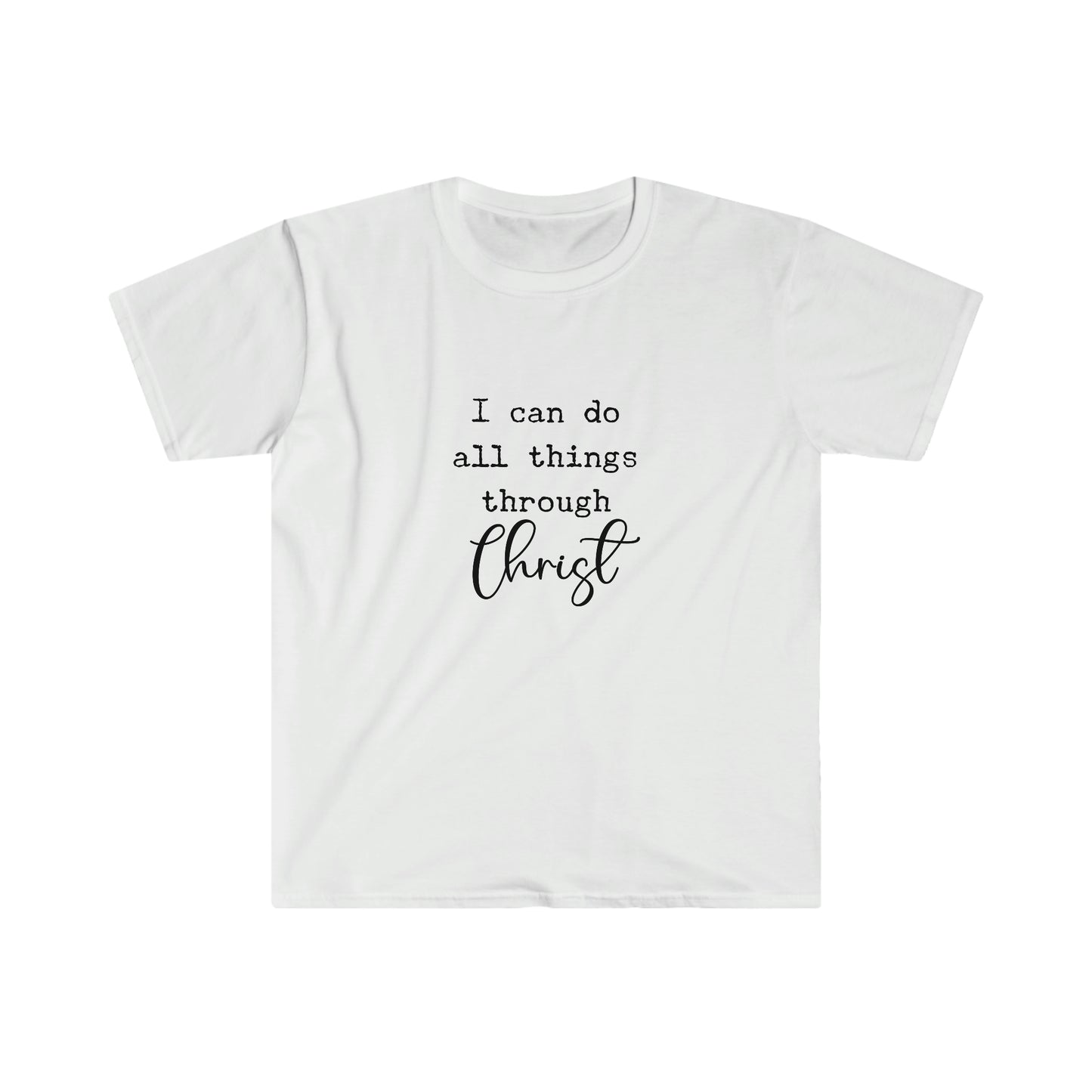 Unisex Softstyle T-Shirt, I Can Do All Things Through Christ, Philippians 4:13, Young Men, Young Women, 2023 Youth Theme, Girl's Camp