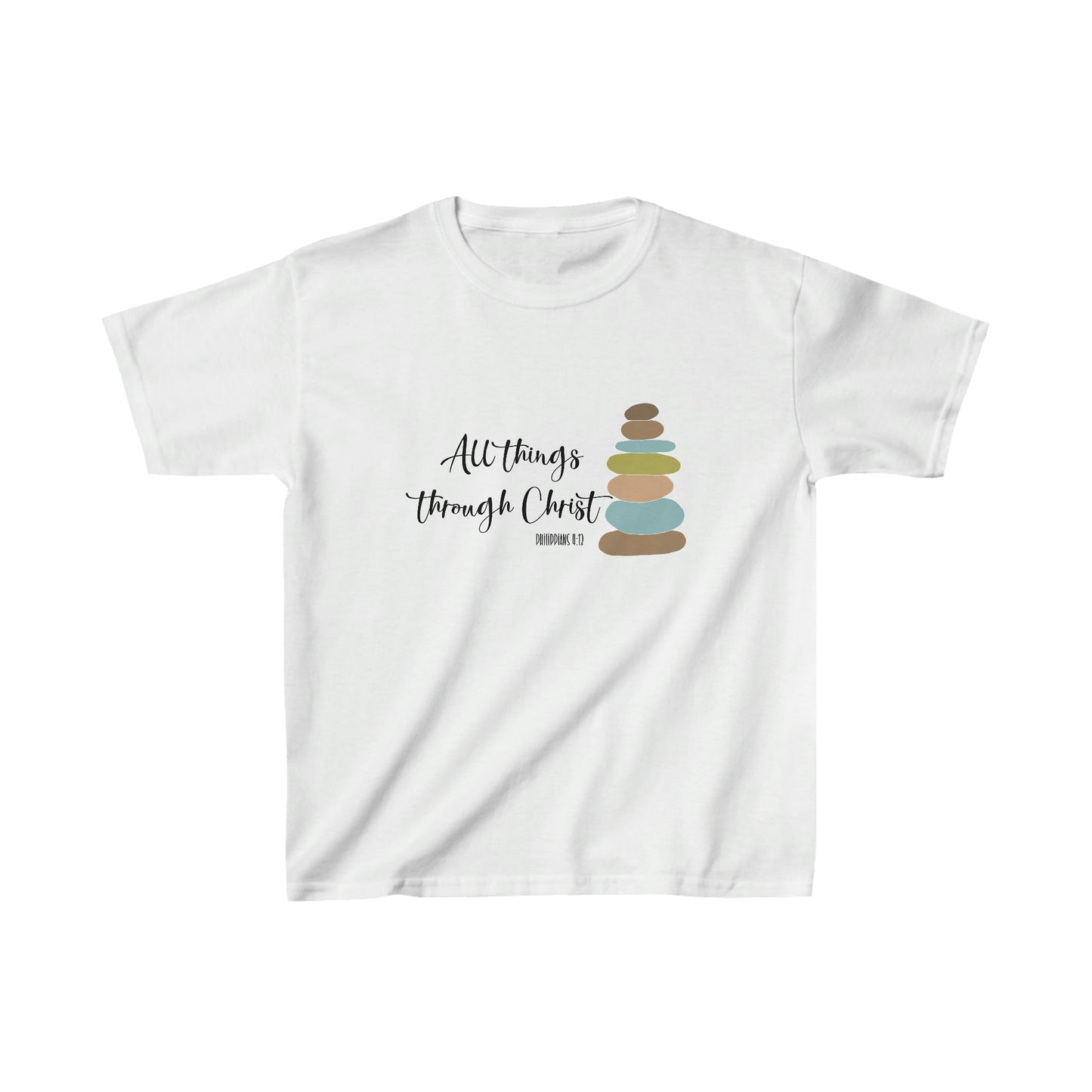 Kids Heavy Cotton™ Tee, All Things Through Christ, Philippians 4:13