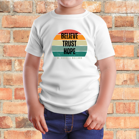 Kids Heavy Cotton™ Tee, Believe Trust Hope, Motivational Shirt, Inspirational Shirt