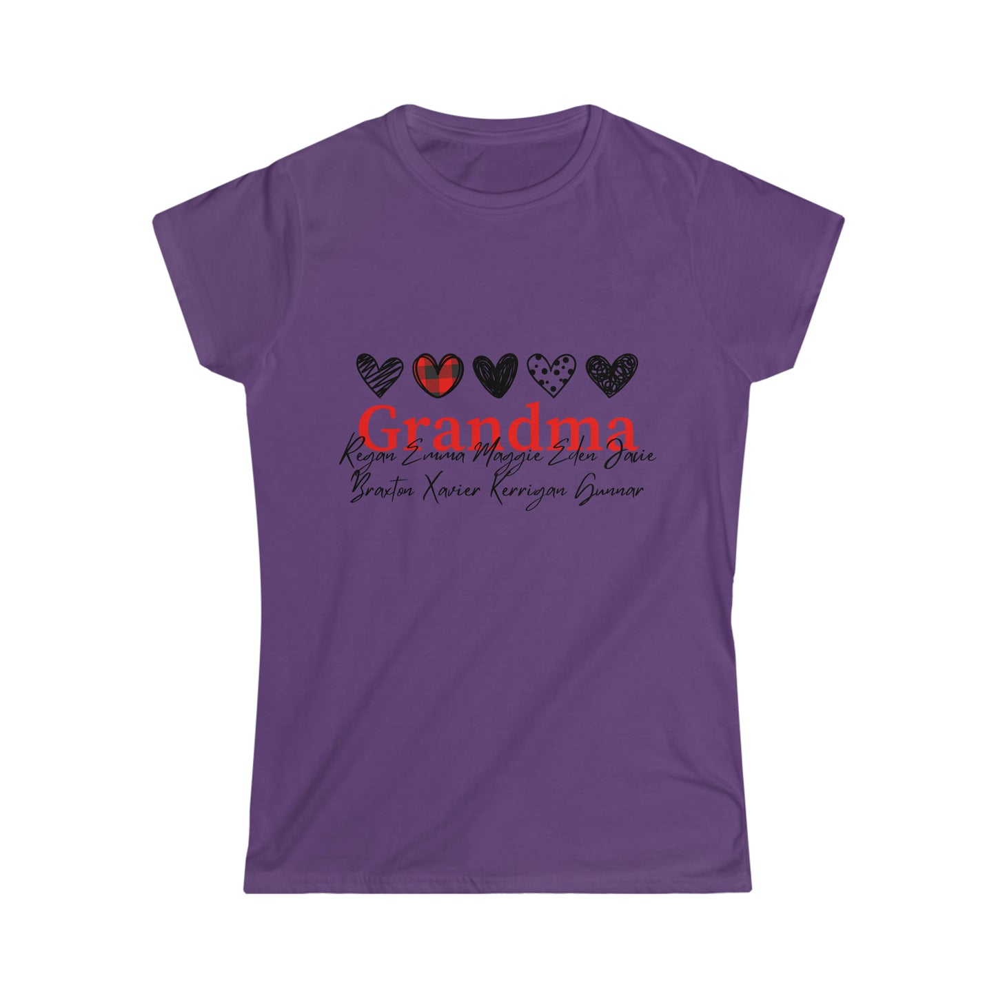 Women's Softstyle Tee, Grandma Shirt, Mom Shirt, Mother's Day Gift, Customizable Shirt, Personalize with Names